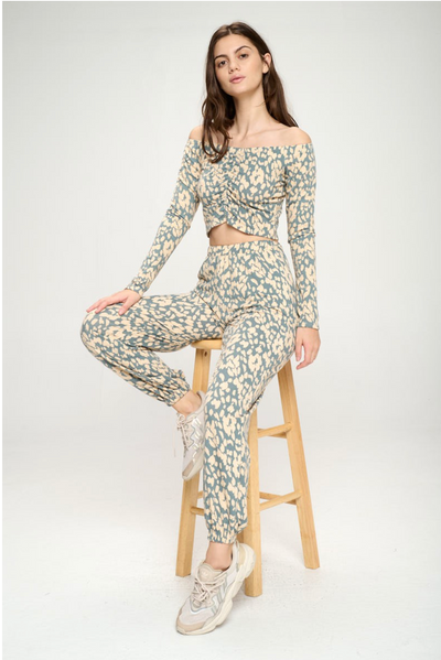 Leopard Joggers and Ruched Top - LK’s Boutique