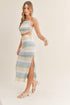 womens Striped Knit Cami and Midi Skirt Set, bodycon knit skirt