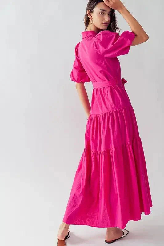 shirt maxi dress in pink