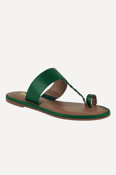 womens sandals, spring shoes, summer shoes women, green Toe Ring Braided Leather Sandals