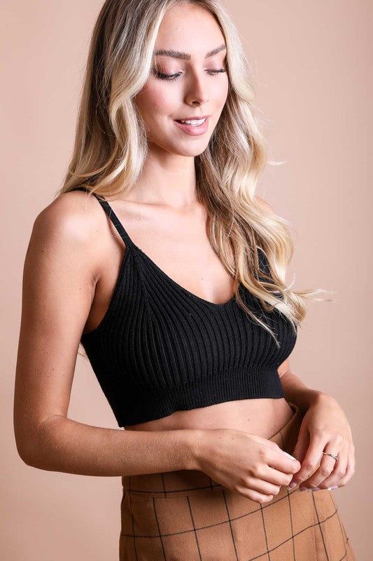 black Ribbed Brami Lounge Top