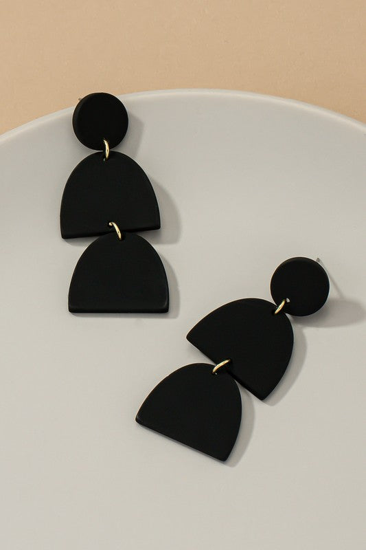 black Geo Acrylic Earrings