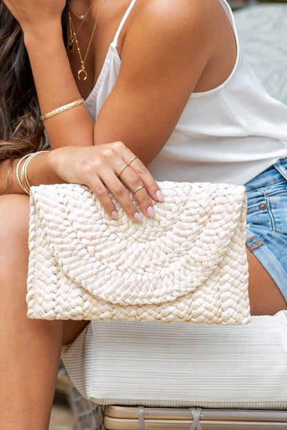 Fold Over Straw Clutch - LK’s Boutique