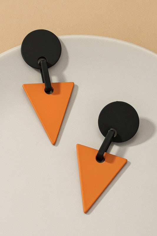 modern black and orange acrylic earrings