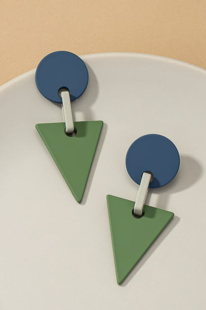 green and. blue acrylic earrings