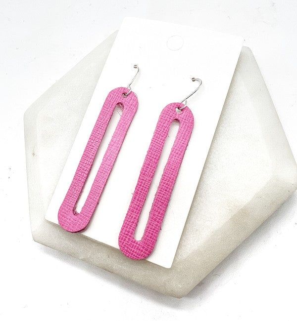 Bright Pink Oval Lennon Leather Statement Earrings - LK’s Boutique