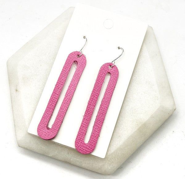 Bright Pink Oval Lennon Leather Statement Earrings - LK’s Boutique