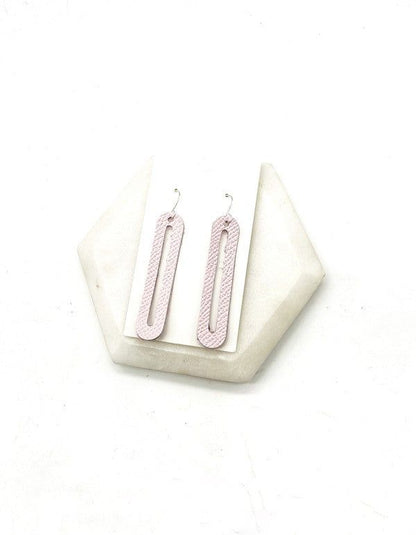 Light Pink Oval Leather Statement Earrings - LK’s Boutique