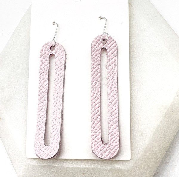 Light Pink Oval Leather Statement Earrings - LK’s Boutique