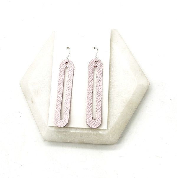 Light Pink Oval Leather Statement Earrings - LK’s Boutique