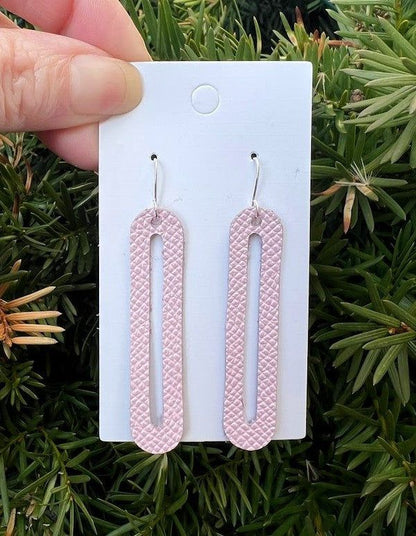 Light Pink Oval Leather Statement Earrings - LK’s Boutique