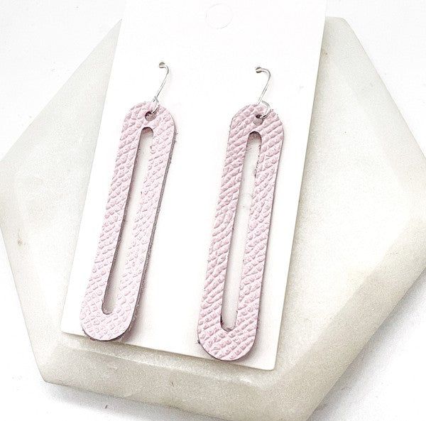 Light Pink Oval Leather Statement Earrings - LK’s Boutique