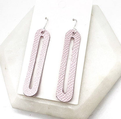 Light Pink Oval Leather Statement Earrings - LK’s Boutique