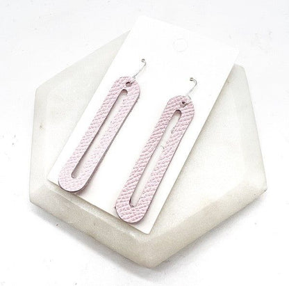 Light Pink Oval Leather Statement Earrings - LK’s Boutique