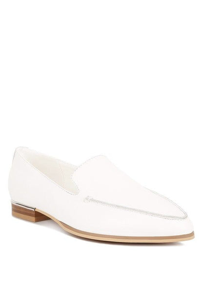 white leather loafer