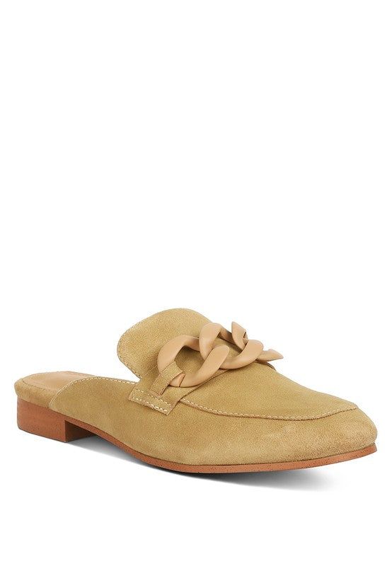 Chunky Chain Suede Slip On Loafers - LK’s Boutique