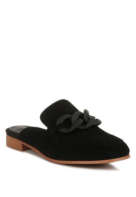 Chunky Chain Suede Slip On Loafers - LK’s Boutique