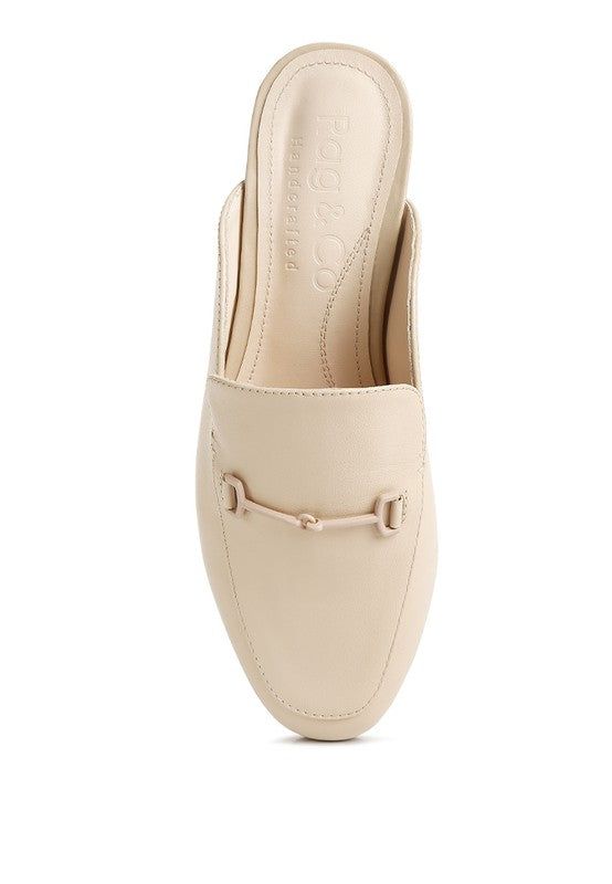 horsebit leather mules