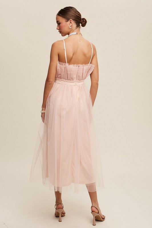 Paper Bag Tulle Maxi Dress