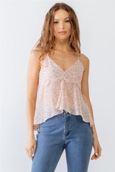 summer top Floral Criss-Cross Flare Cami