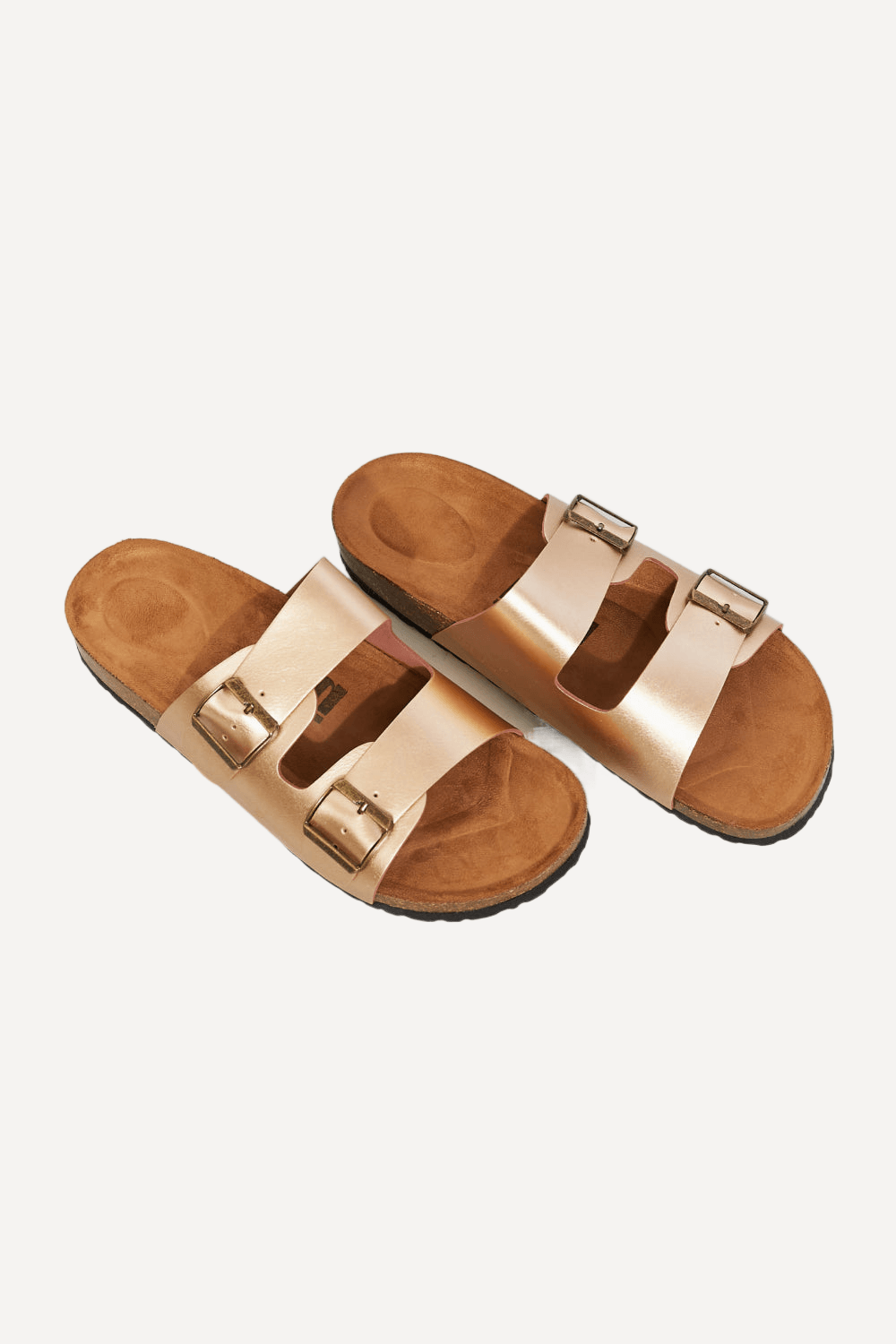 Double-Banded Slide Sandal in Gold - LK’s Boutique