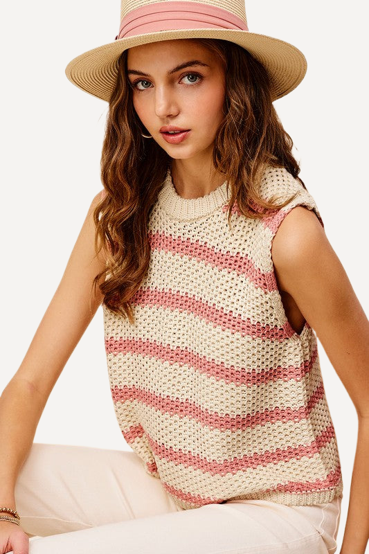 classic spring knit top, Crochet Sleeveless Top