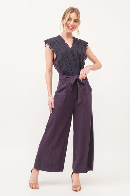 Laced Top Jumpsuit womens wide leg jumpsuit
