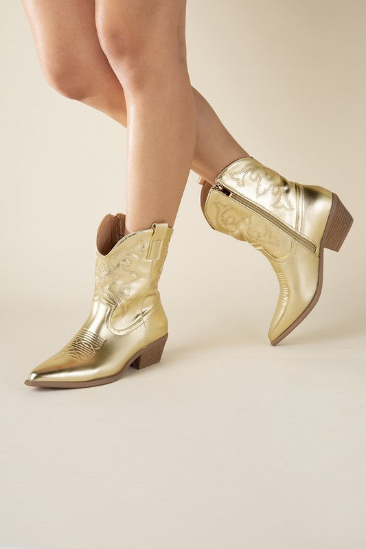 gold Western Booties