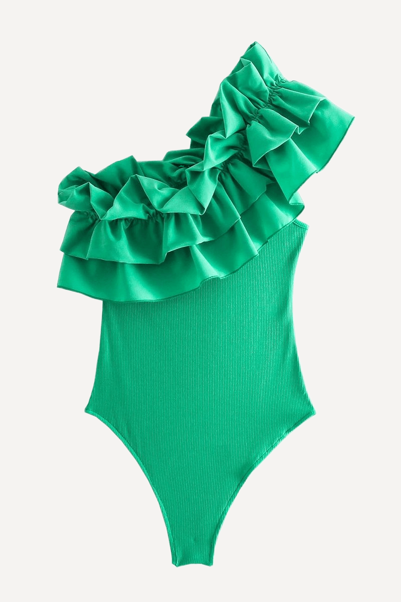 Green Ruffled Bodysuit - LK’s Boutique