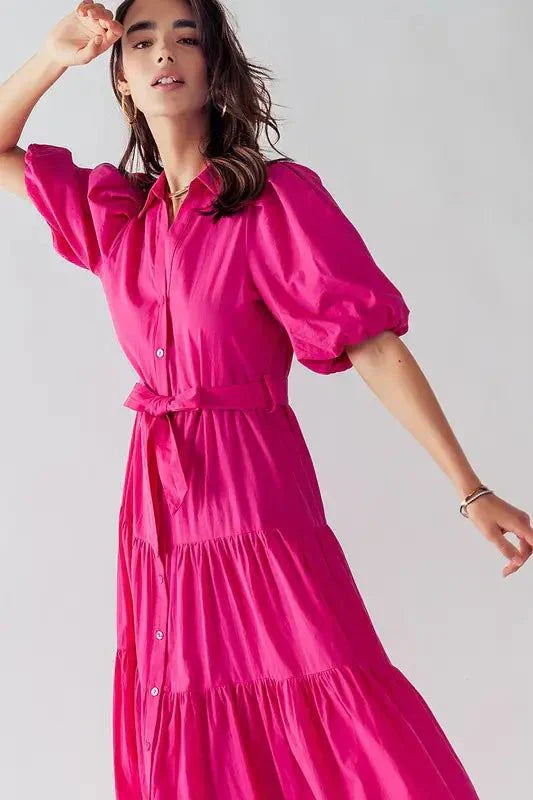 puff sleeve maxi dress