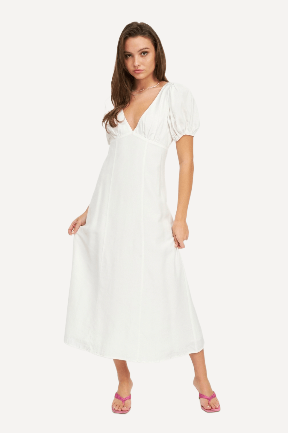 white easter dress women, White Puff Sleeve Maxi Dress