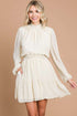 Swiss Dot Mini Dress - Off White
womens long sleeve white dress
