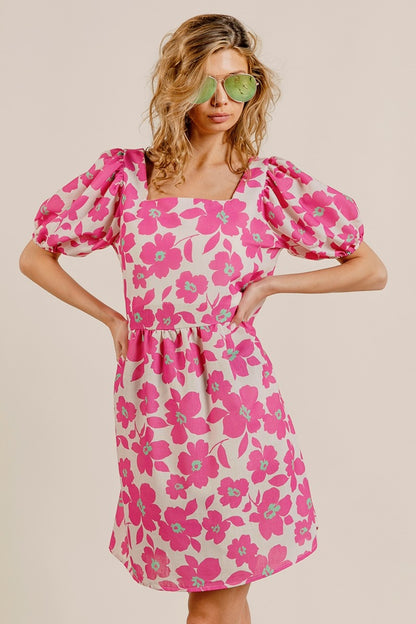 summer pink floral dress