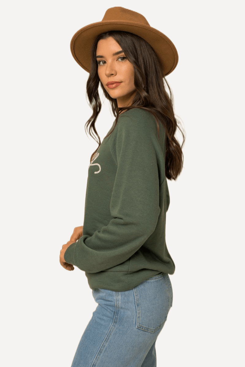 olive green HOWDY Graphic Sweatshirt