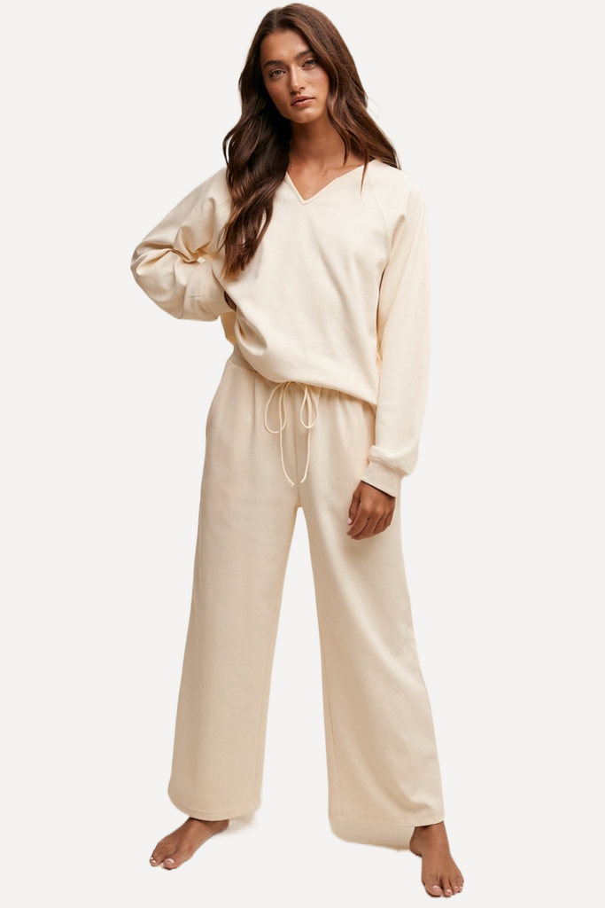 Fashion Matching Set Long Sleeve T-shirt and Drawstring Pants Lounge O –  KesleyBoutique