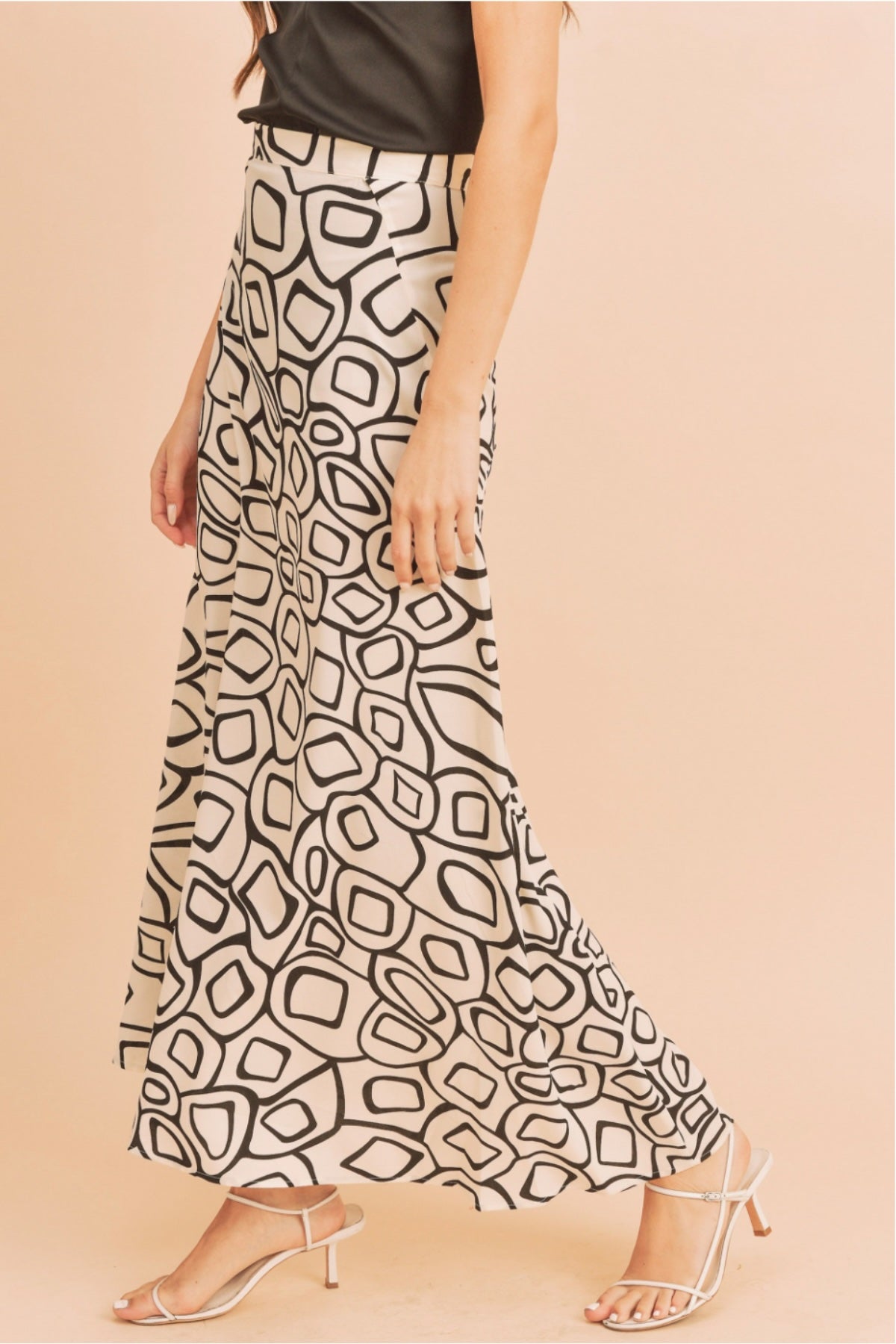 Abstract Satin Maxi Sli