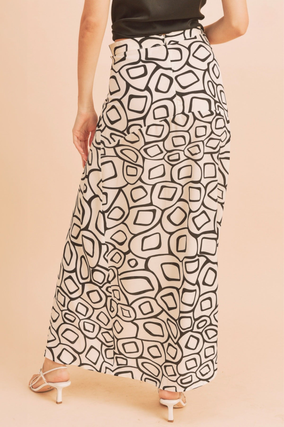 Abstract Satin Maxi Slirt