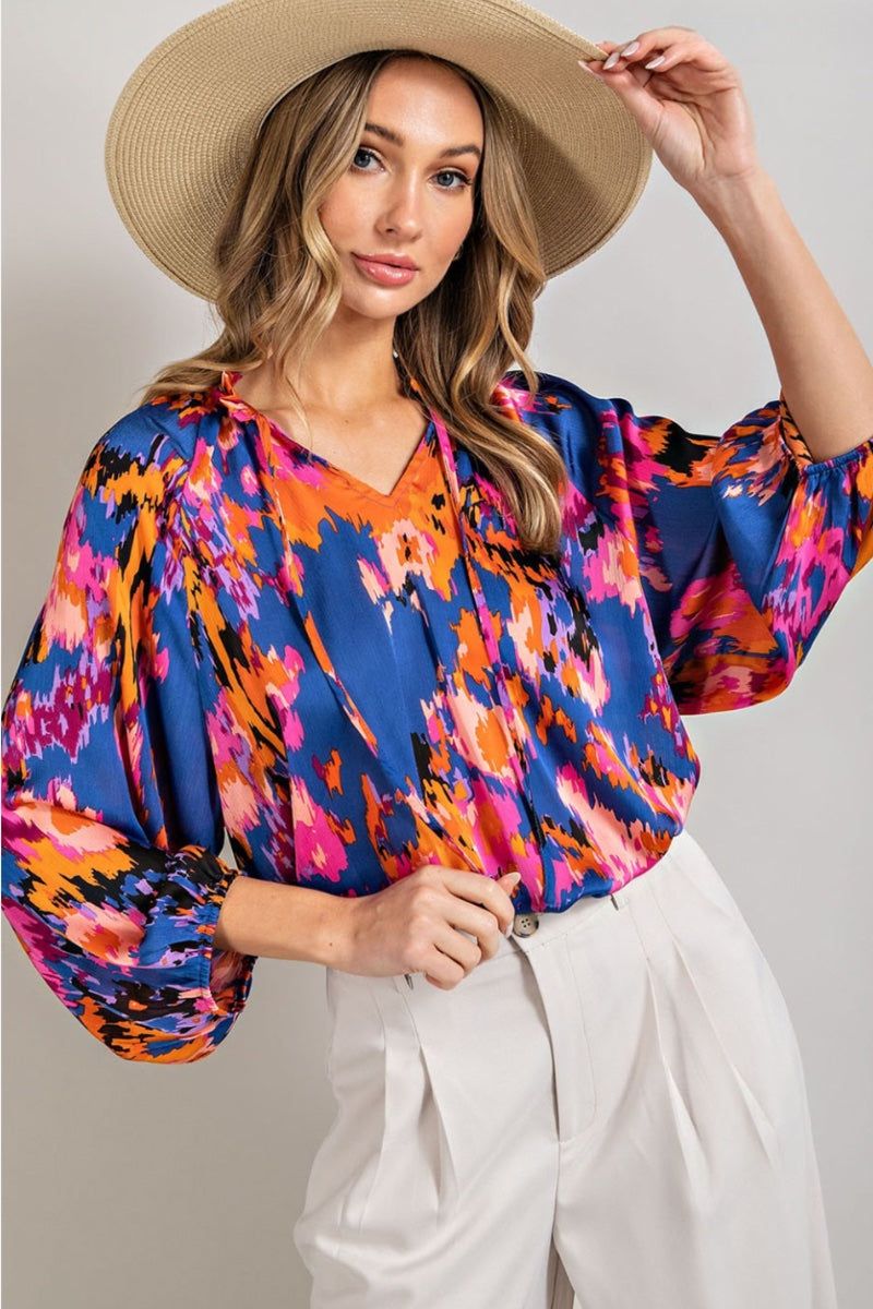 long sleeve satin top