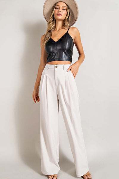 white pleated pants womens