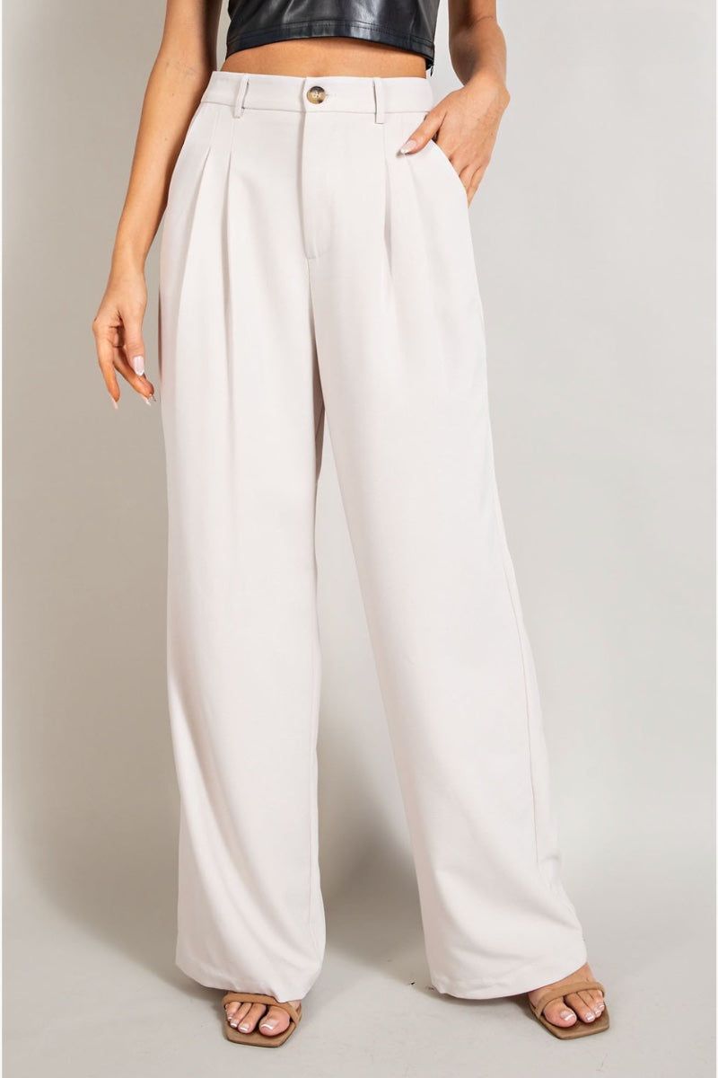 Straight Leg Pleated Pants - LK’s Boutique