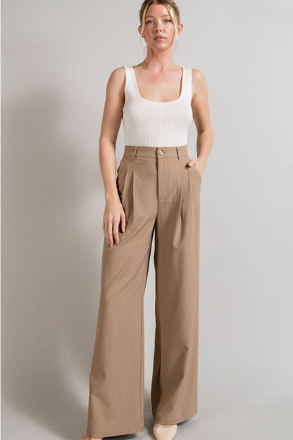 womens tan pleated pants