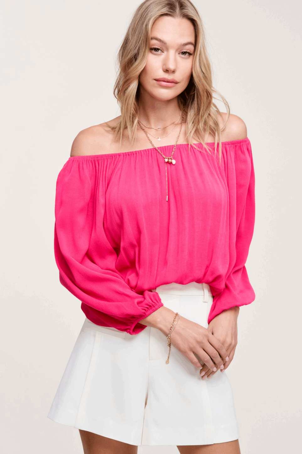 Balloon Sleeve Off Shoulder Top