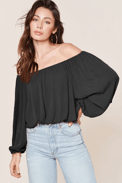 Balloon Sleeve Off Shoulder Top