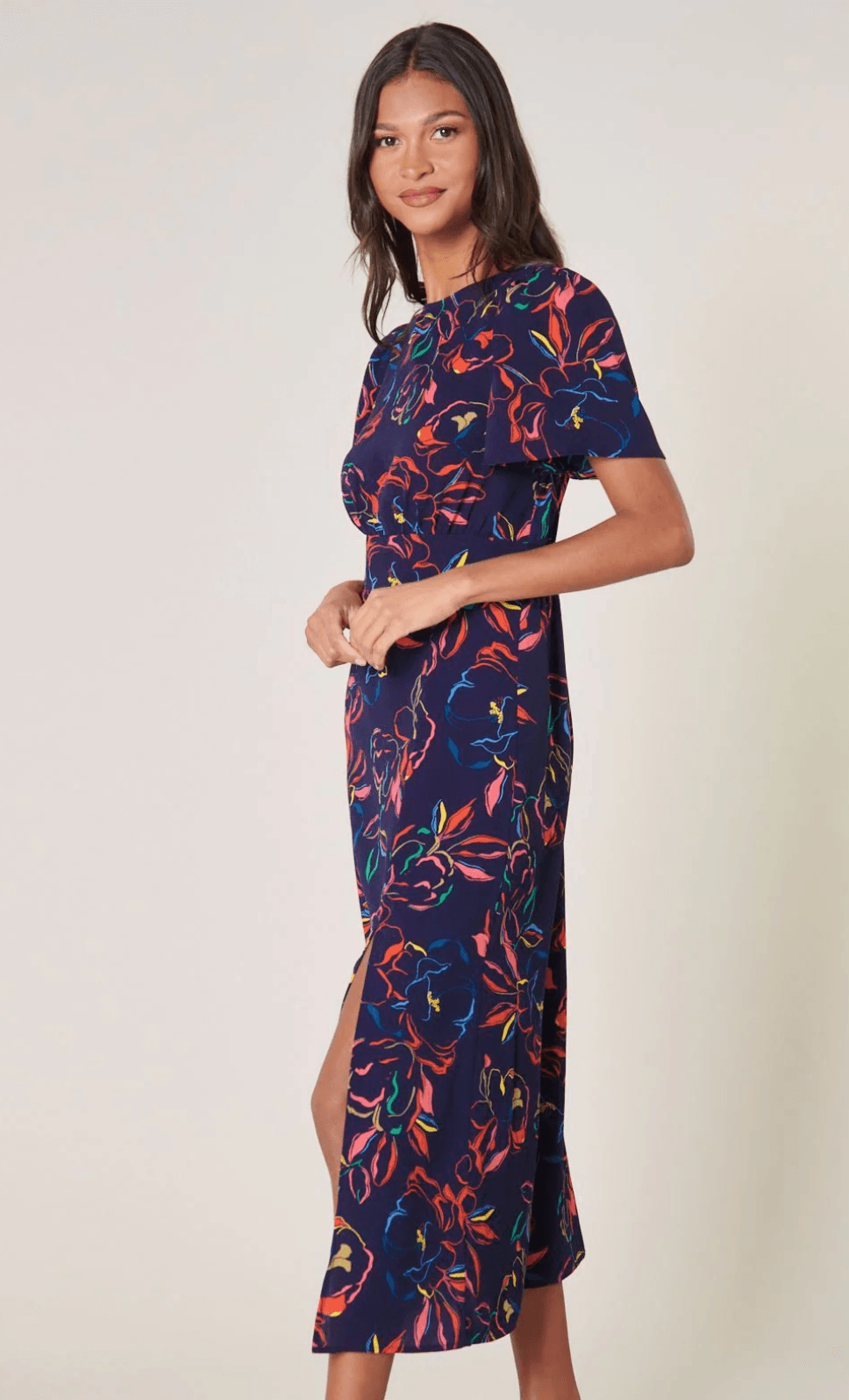 vintage dress, navy floral dress