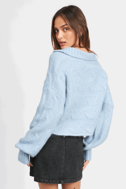 Collared Boxy Crop Sweater