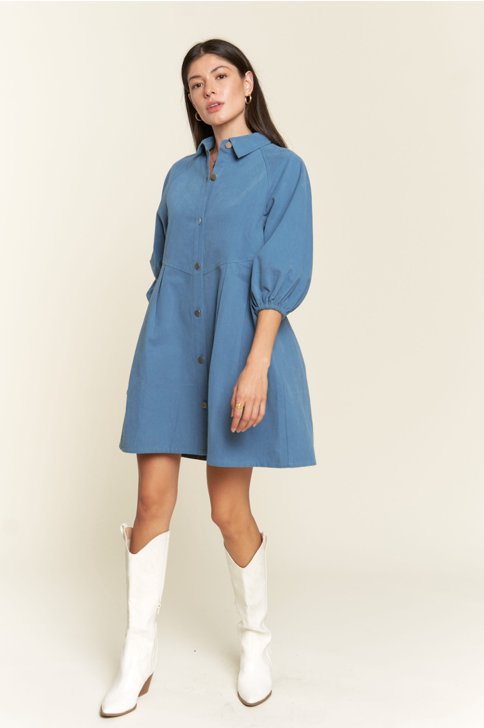 Denim - Puff Sleeve Mini Dress