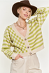 green and tan Checks and Stripes Cardigan