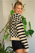 black and tan Checks and Stripes Cardigan women