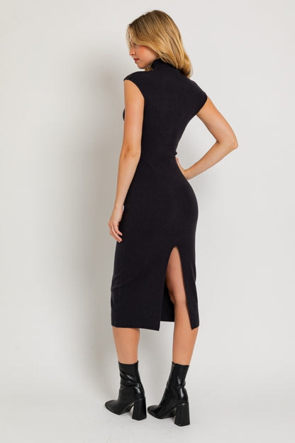 Sleeveless Sweater Dress - Black