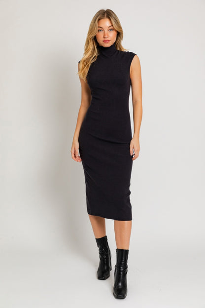 Sleeveless Sweater Dress - Black